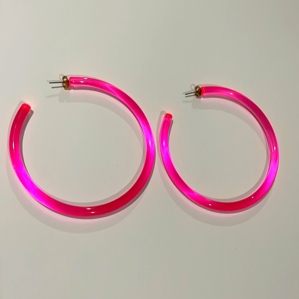 Pink Large Hoops - Picture 2 of 2